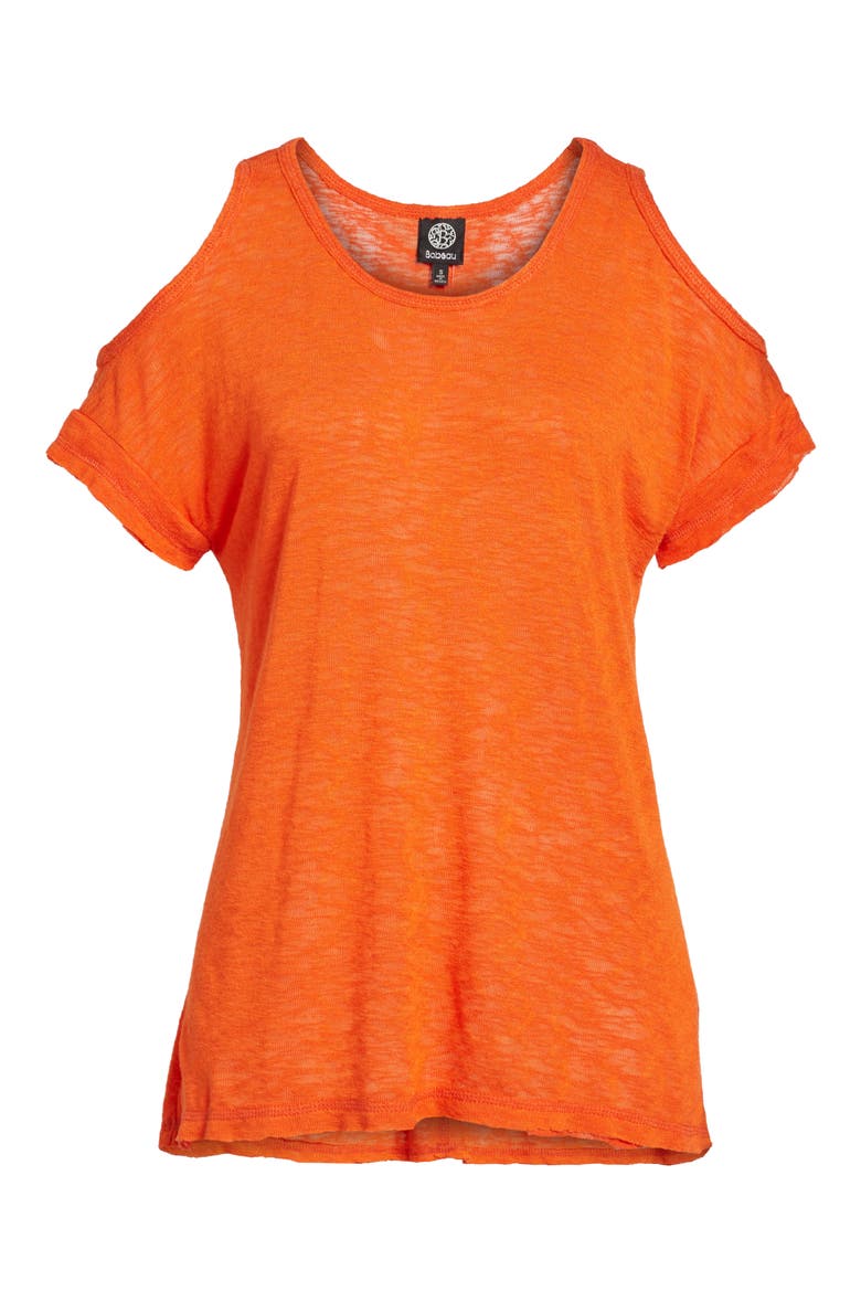 Cold Shoulder Slub Knit Tee, Alternate, color, ORANGE SPICE