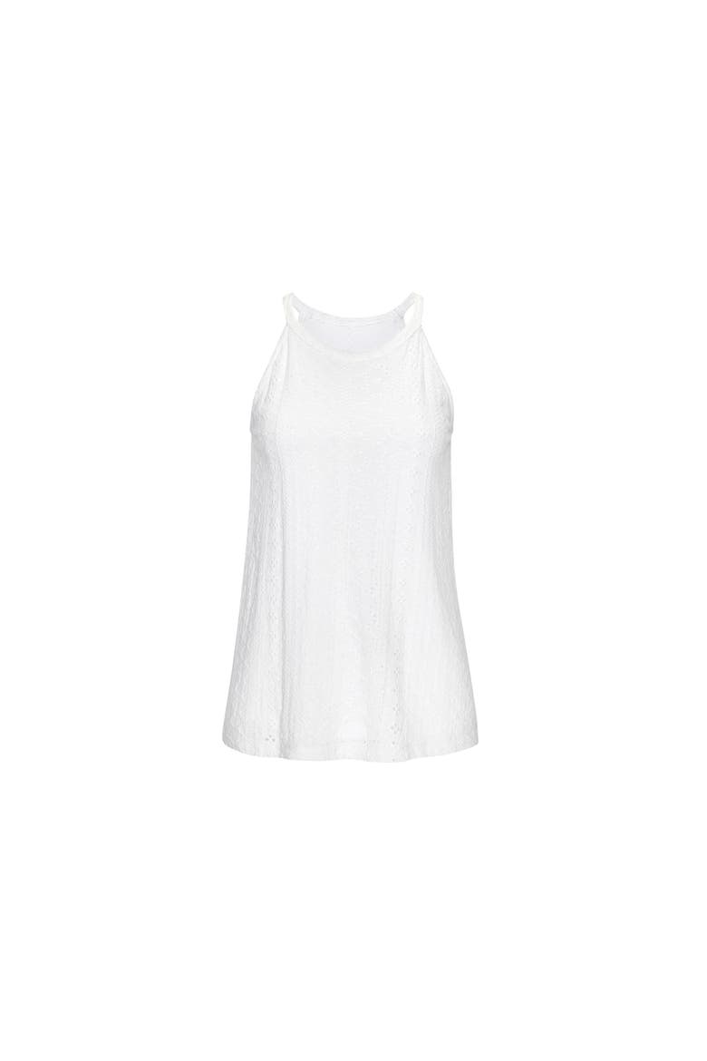 High Neck Eyelet Top, Alternate, color, White