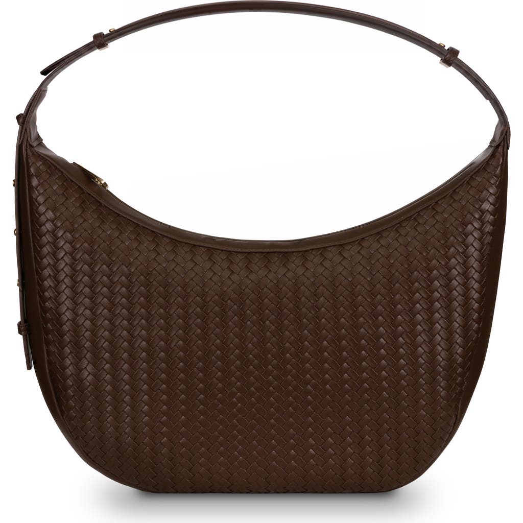 Youzey The Crescent Woven Shoulder Bag In Brown