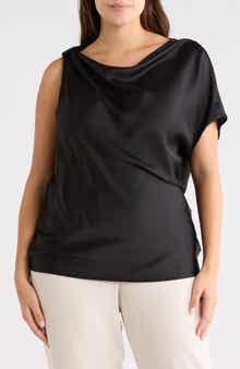 Renee C Asymmetric Satin Top