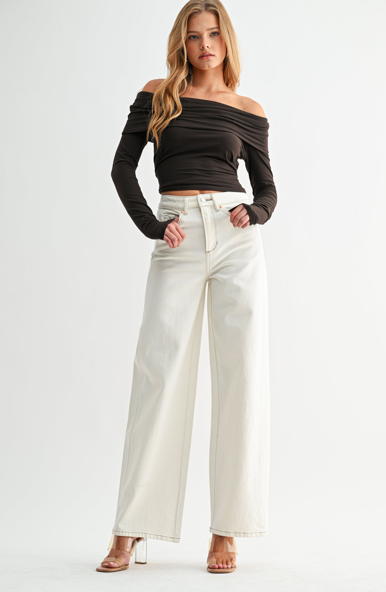 Jemina Denim Balloon Pant, Alternate, color, Ecru