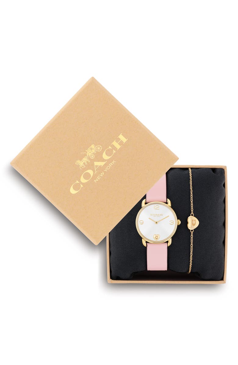 COACH Elliot Leather Strap Watch & Bracelet Set, 28mm, Alternate, color, 
