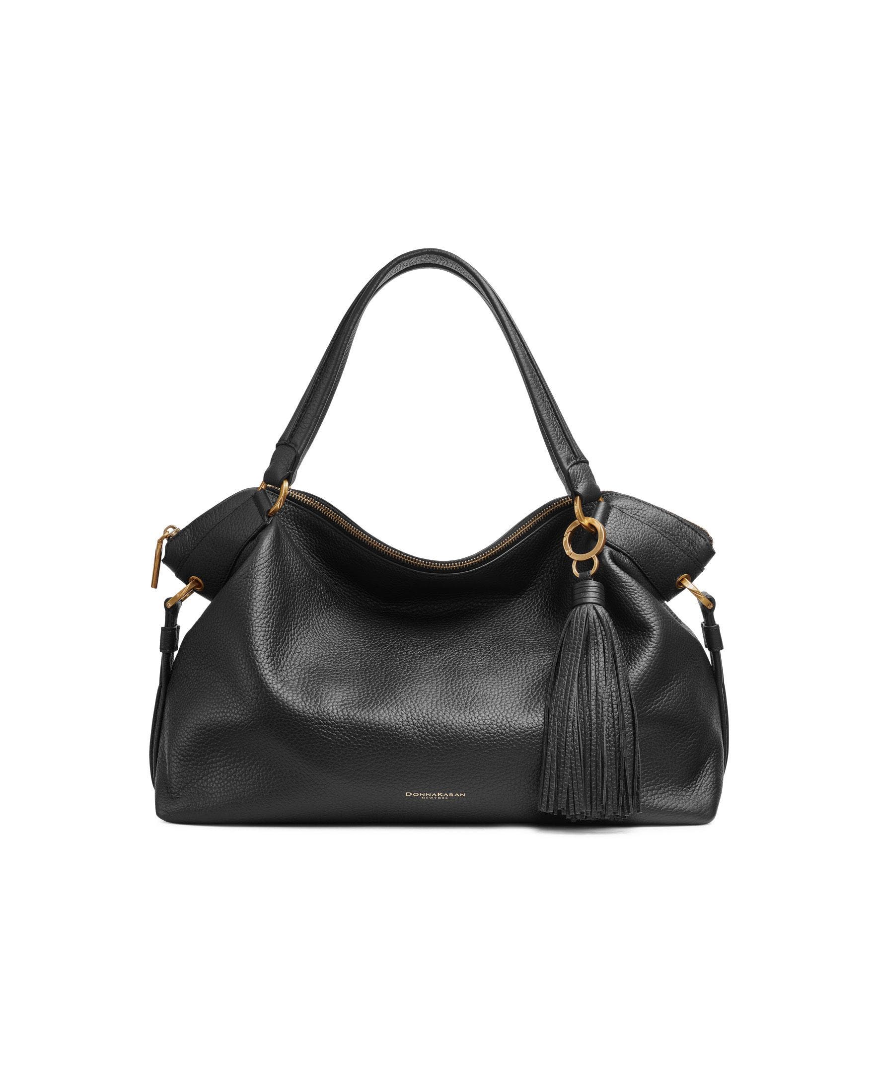 Donna Karan New York Glenwood Satchel, Main, color, Black/Gold