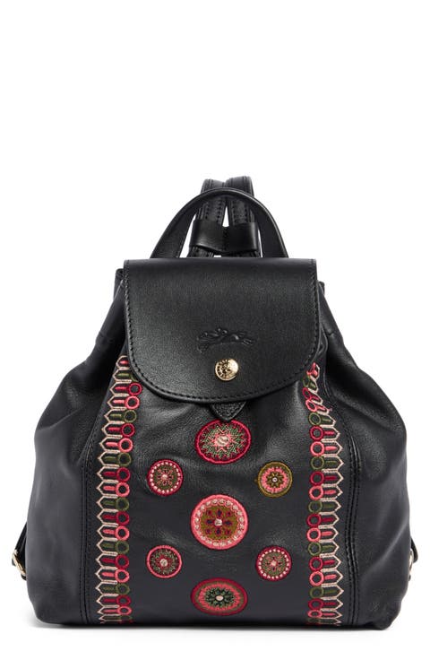 Embroidered Leather Backpack