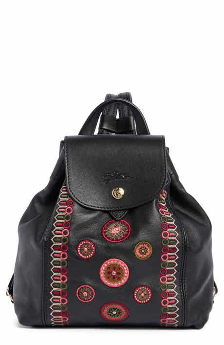 Longchamp Embroidered Leather Backpack