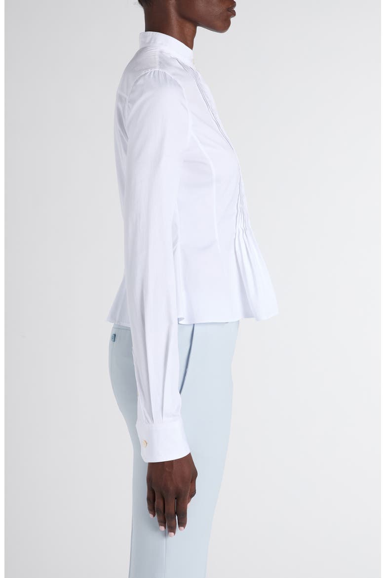 Pleated Cotton Poplin Peplum Shirt, Alternate, color, WHITE