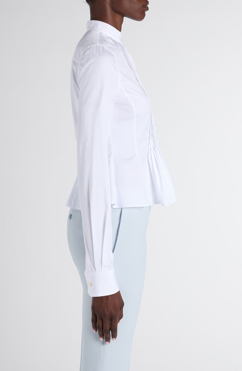 McQueen Pleated Cotton Poplin Peplum Shirt, Alternate, color, White