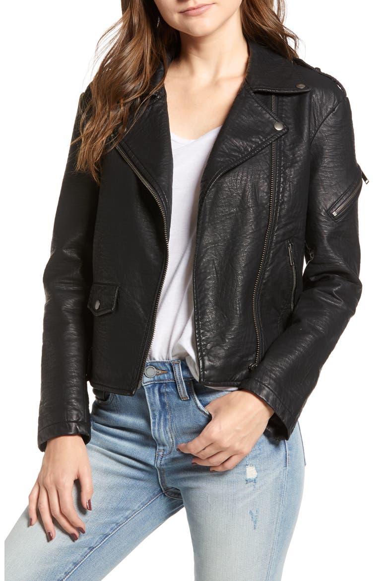 Camaro Faux Leather Jacket, Main, color, BLACK