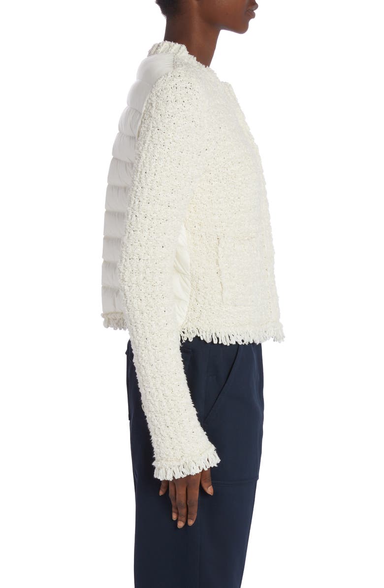Moncler Textured Knit & Quilted Nylon Cardigan, Alternate, color, 