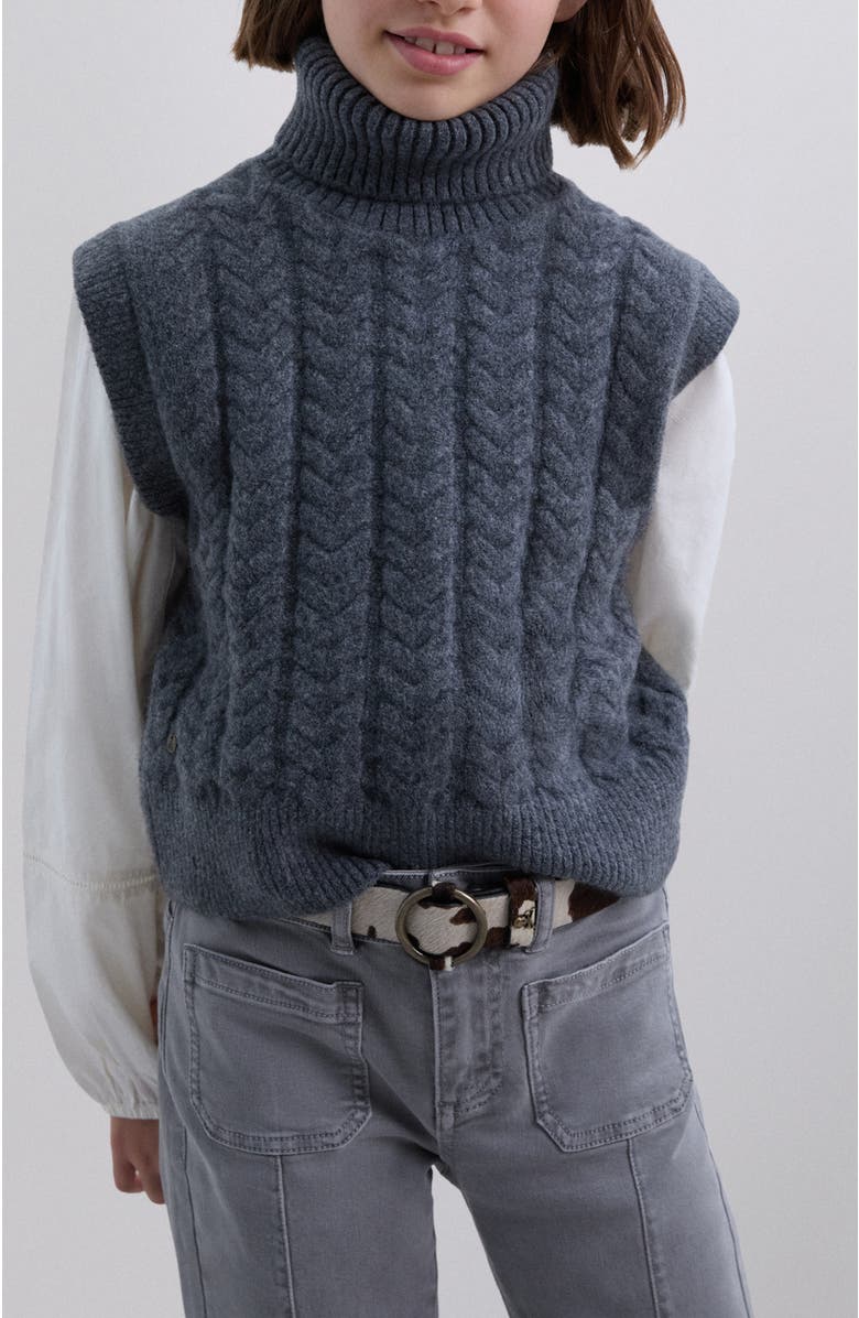 Scalpers New Pompom Vest Tricot Girls, Alternate, color, Anthracite