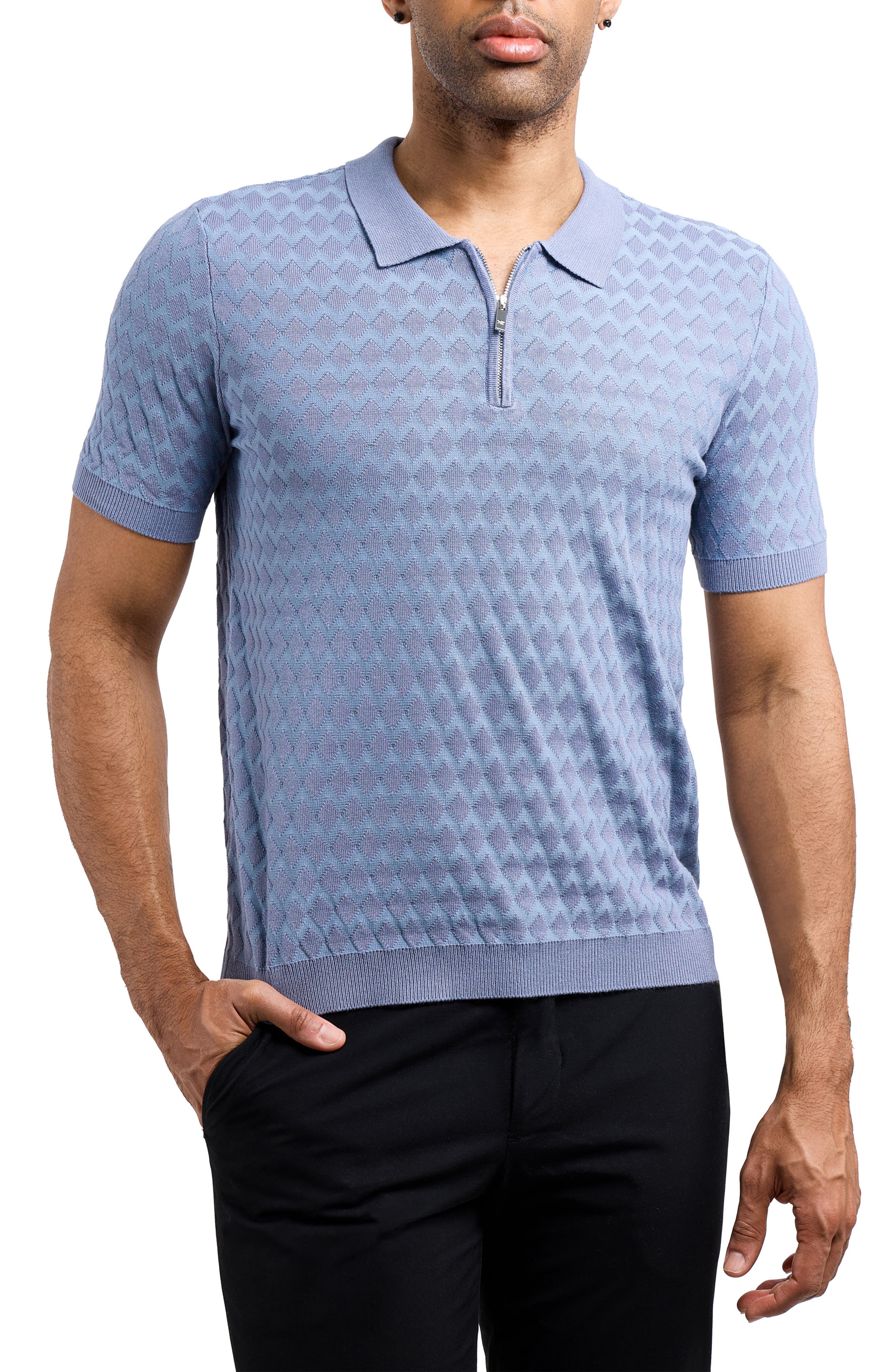 Quarter Zip Argyle Knit Polo - image 3