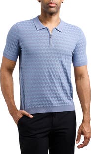 XRAY Quarter Zip Argyle Knit Polo