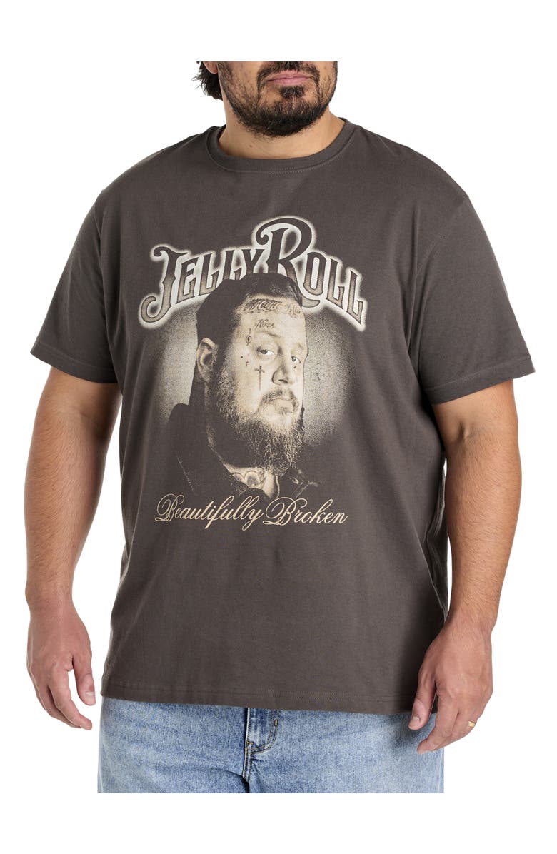 True Nation by DXL Big & Tall Jelly Roll Beautifully Broken Graphic Tee, Main, color, Graphite