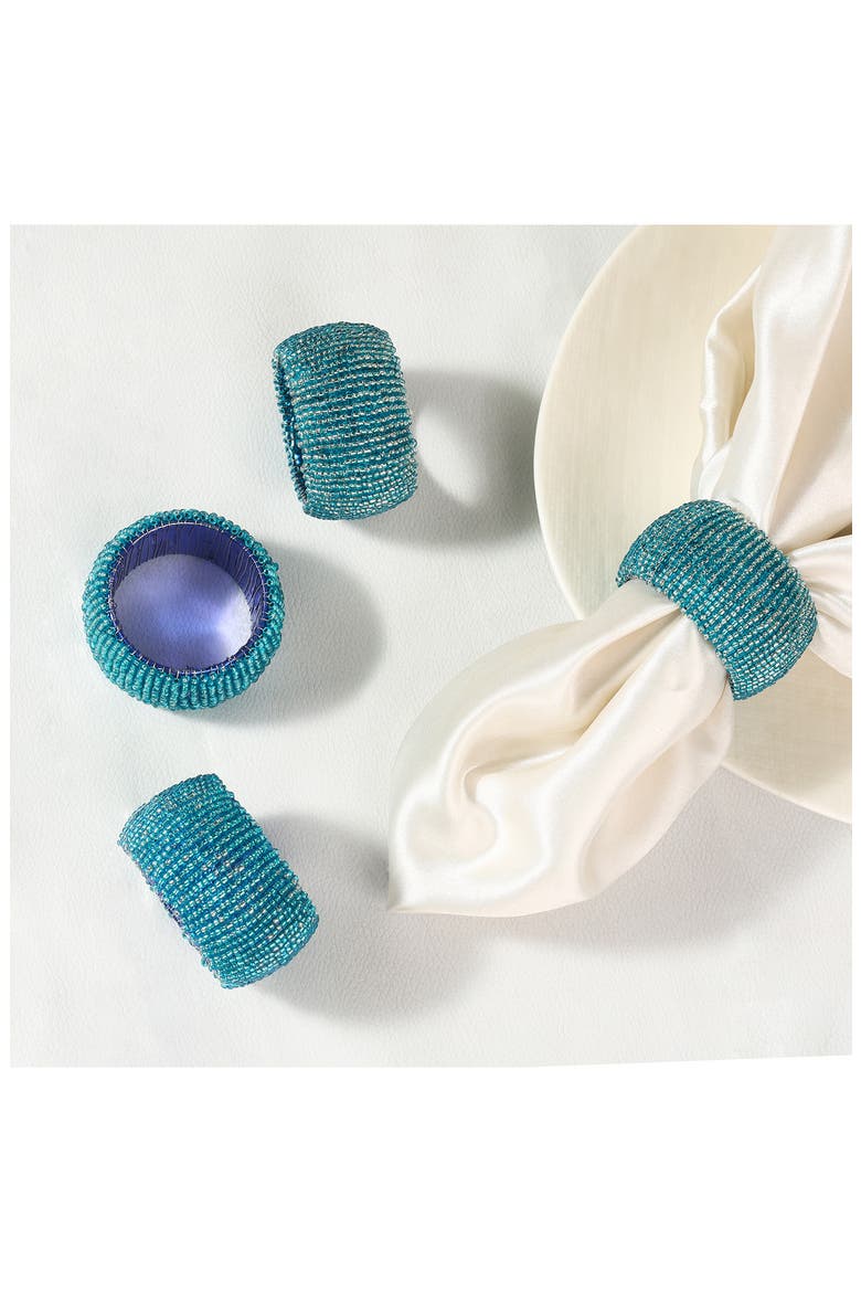 Radiant Rounds Set of 4 Napkin Rings, Alternate, color, BLUE