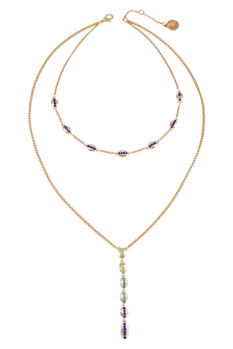 Crystal Layered Chain Y-Necklace, Main, color, GOLD TONE
