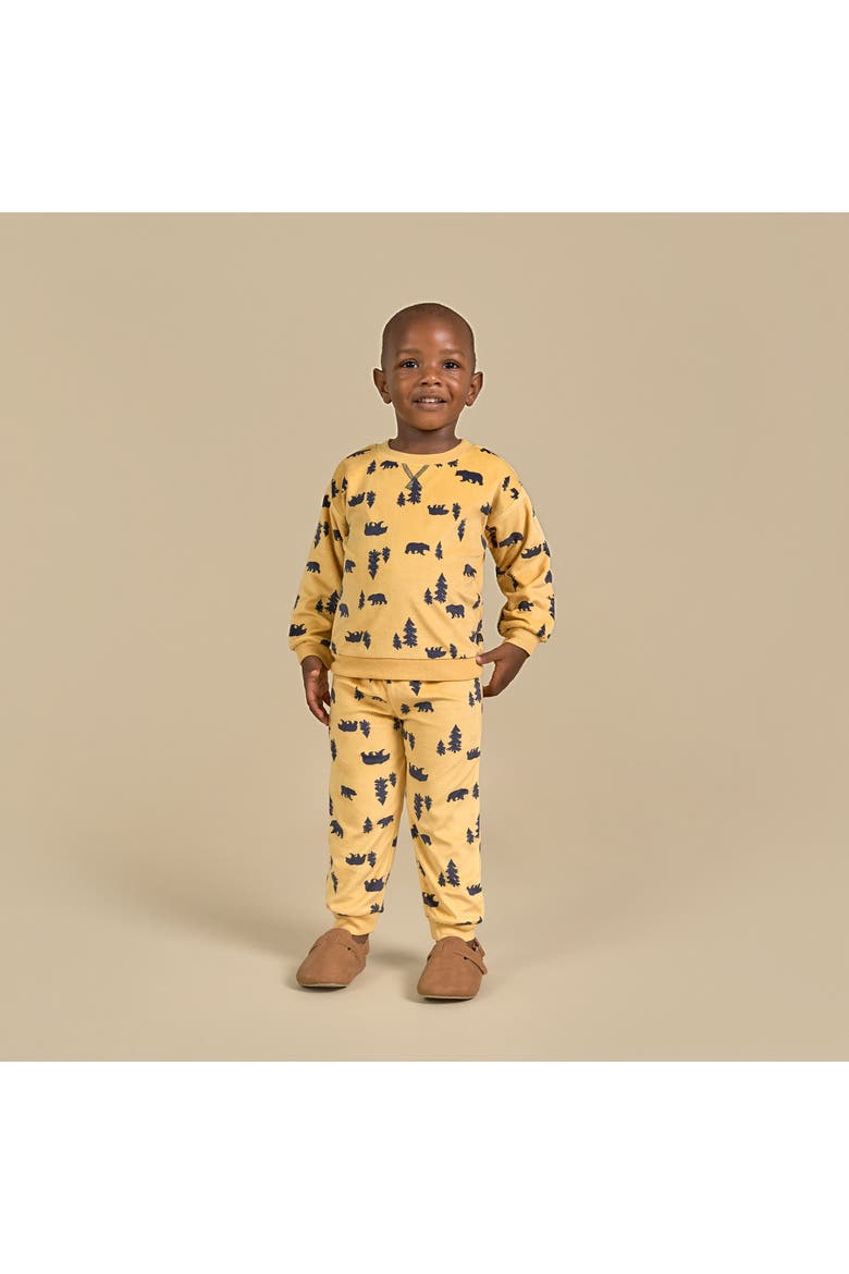 Fleece Pajama Top & Pant Set, Alternate, color, Yellow Forest