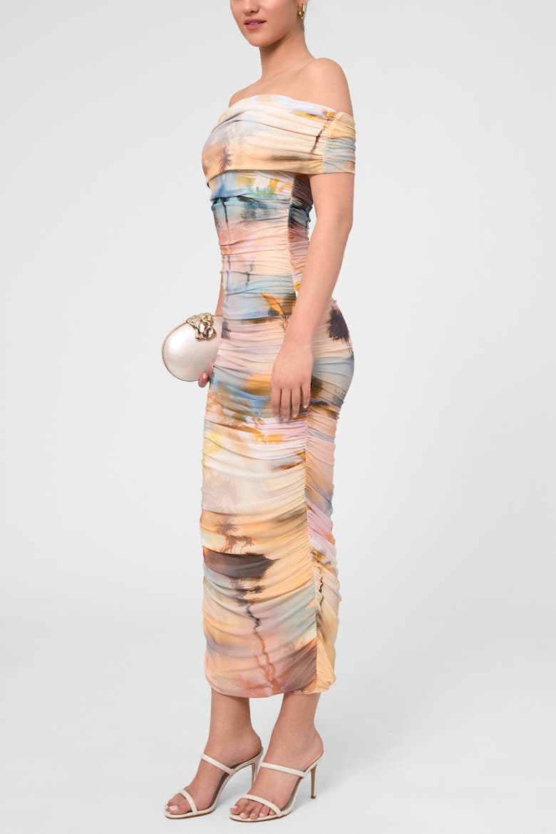 Aubree Off-the-Shoulder Maxi Dress, Alternate, color, Light Pastel Orange