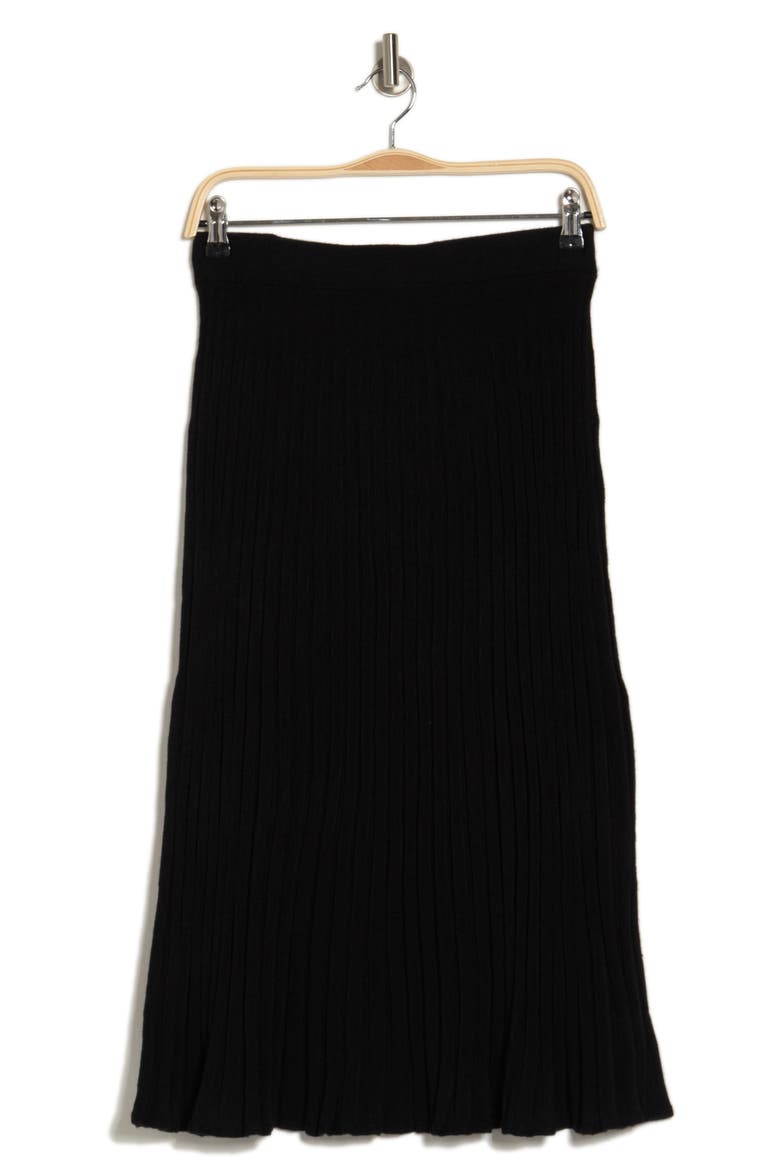 Ribbed Sweater Skirt, Alternate, color, BLACK