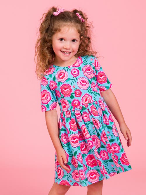 Rufflebutts Knit Short Sleeve Twirl Dress In Multi