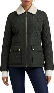 Lauren Ralph Lauren Berber Quilted Faux Shearling Trim Jacket