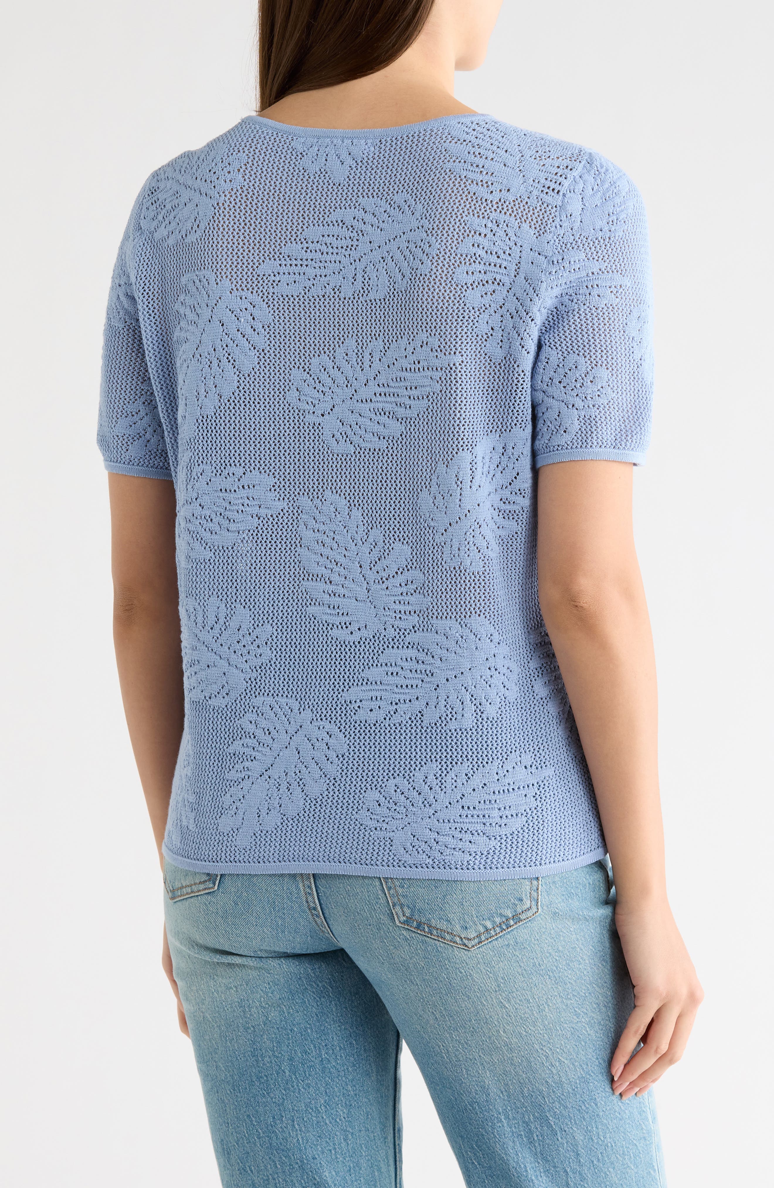 Cotton Jacquard Short Sleeve Sweater - image 4