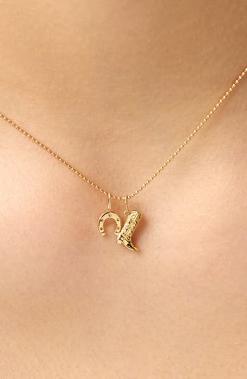 Gold Pendant Necklace - Cowboy Charm Necklace