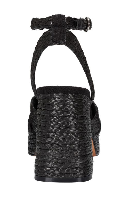 Marc Fisher Ltd Janie Raffia Ankle Strap Platform Sandal In Black