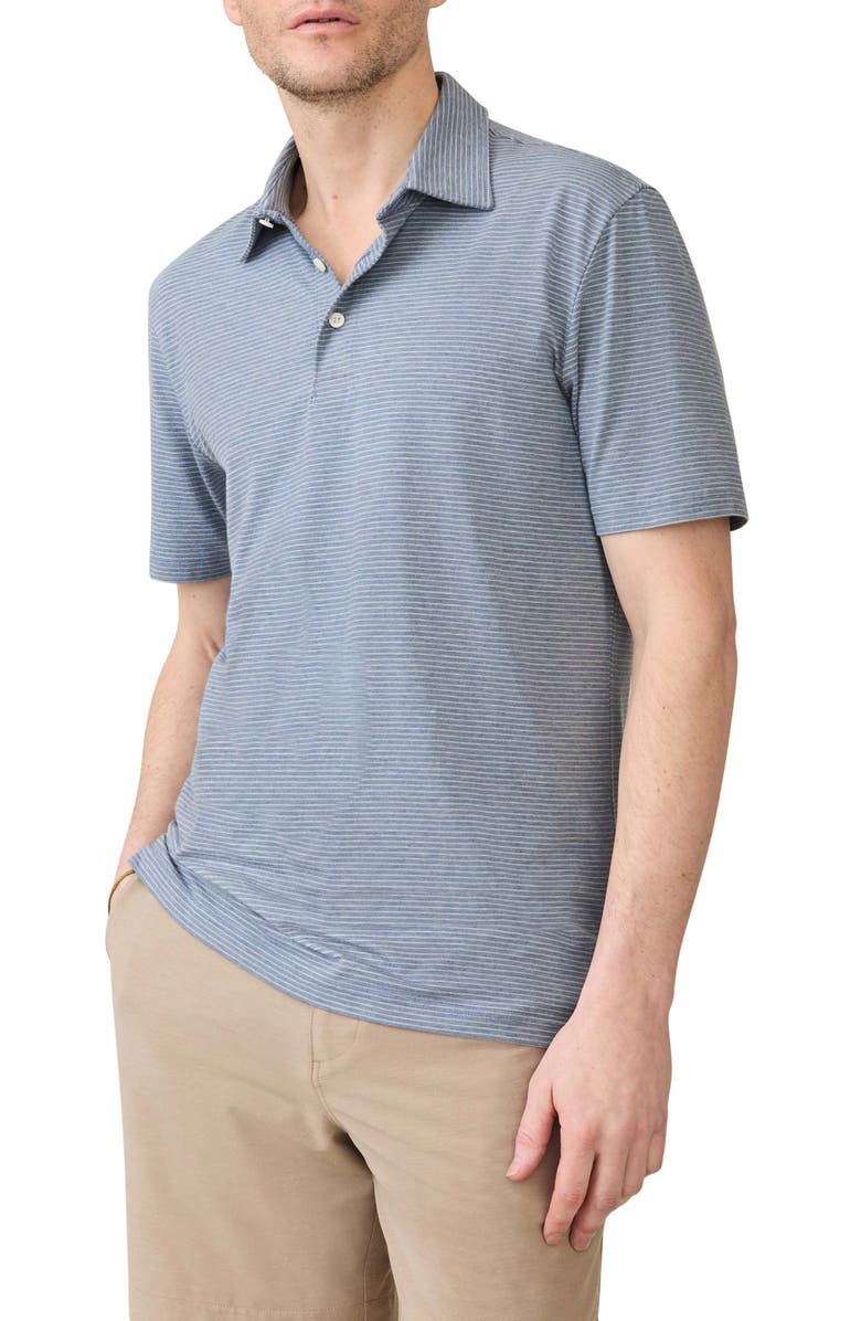 Faherty Movement Polo, Main, color, Azure Beach Stripe
