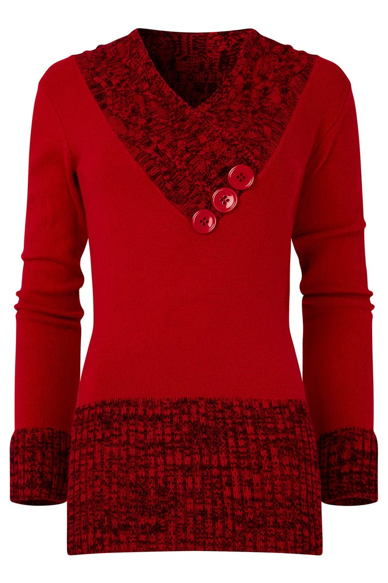 Button Cable Sweater, Alternate, color, CLASSIC RED