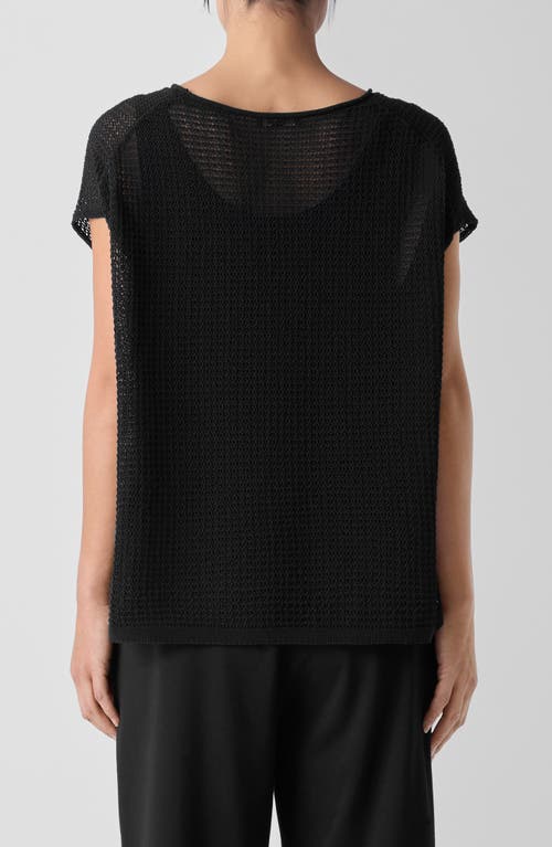 Eileen Fisher Open Stitch Organic Cotton Sweater In Black