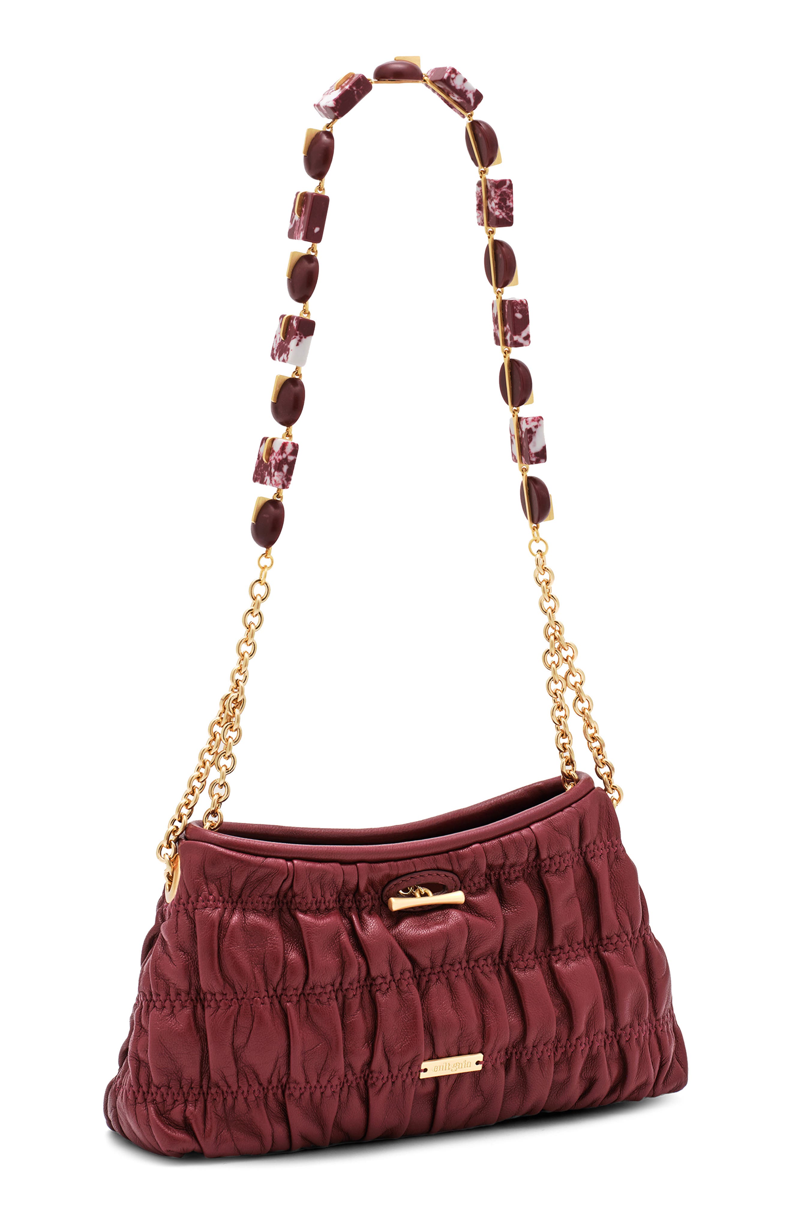 Cult Gaia Mini Kiraz Leather Clutch, Alternate, color, Chianti