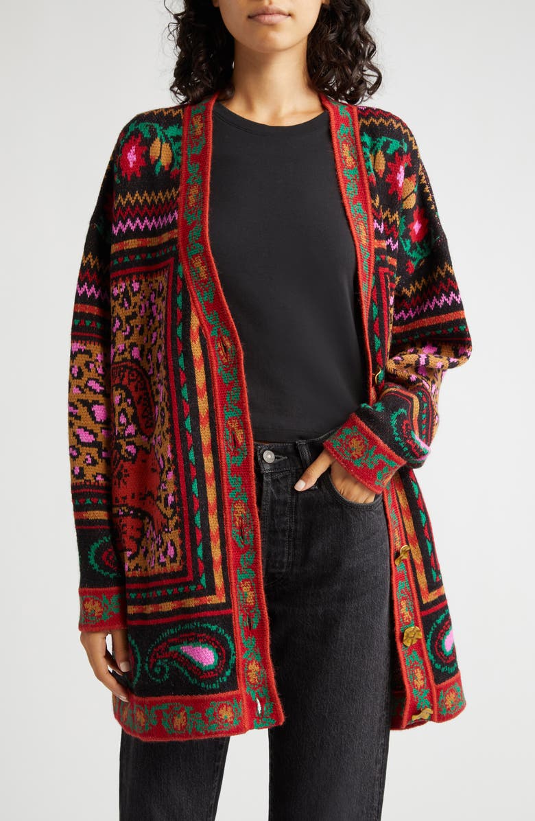 FARM Rio Tapestry Jacquard Cardigan, Main, color, 