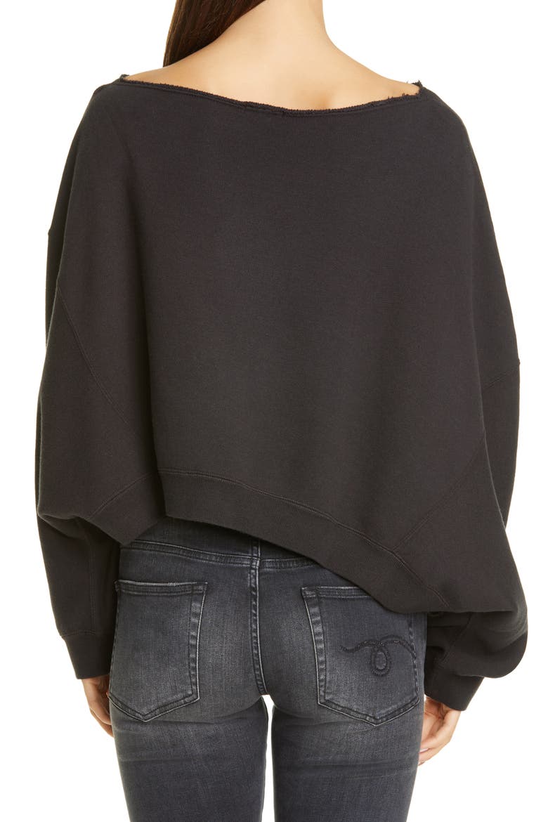 Patti Wide Neck Crop Sweatshirt, Alternate, color, WASHED BLACK