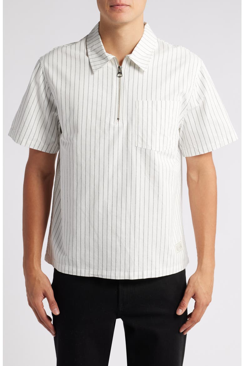 Stripe Quarter Zip Shirt, Main, color, WHITE