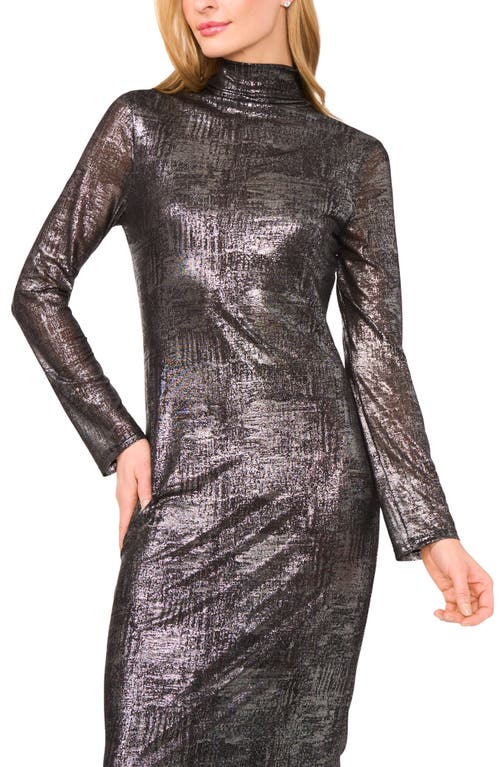 Ted Baker Metallic Long Sleeve Midi Dress In Black