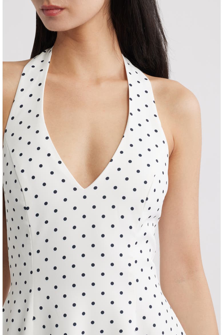 Polka Dot Halter Neck Midi Dress, Alternate, color, WHITE POLKA DOT