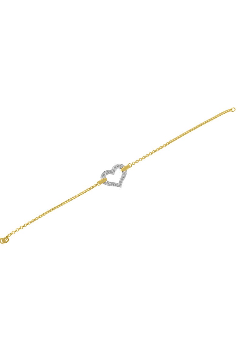 10K Two Tone Gold 1/4 Cttw Diamond Encrusted Heart Charm Bracelet, Alternate, color, Yellow
