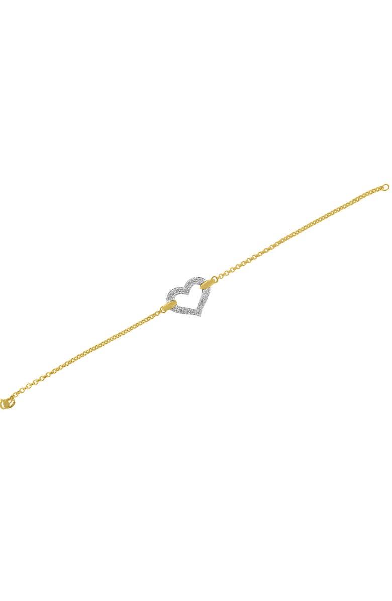 Haus of Brilliance 10K Two Tone Gold 1/4 Cttw Diamond Encrusted Heart Charm Bracelet, Alternate, color, Yellow