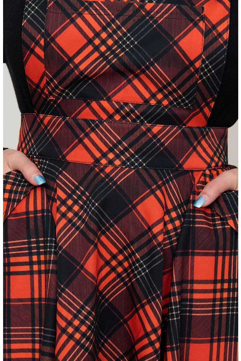 Brionne Pinafore Skirt, Alternate, color, Orange Plaid