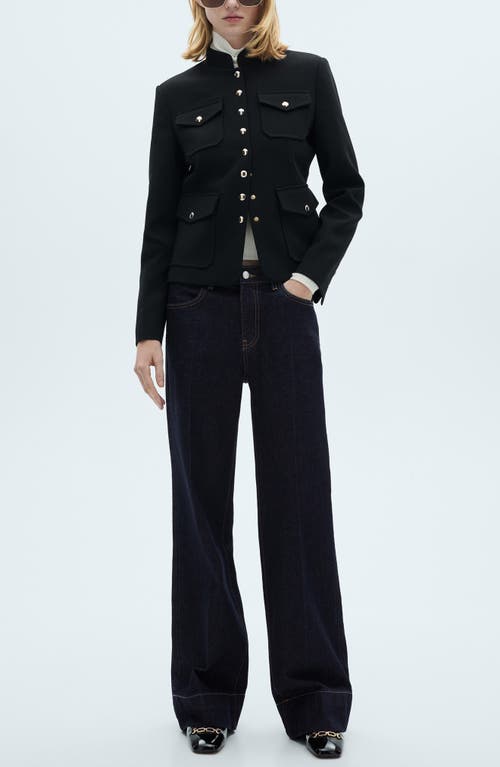 Mango Layla Mid Rise Wide Leg Jeans In Blue