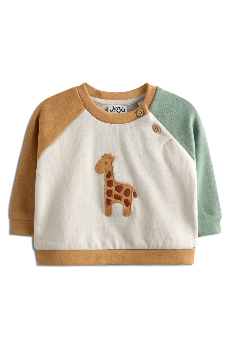 JOJO MAMAN BEBE Giraffe Appliqué Sweatshirt & Corduroy Joggers Set, Main, color, Cream