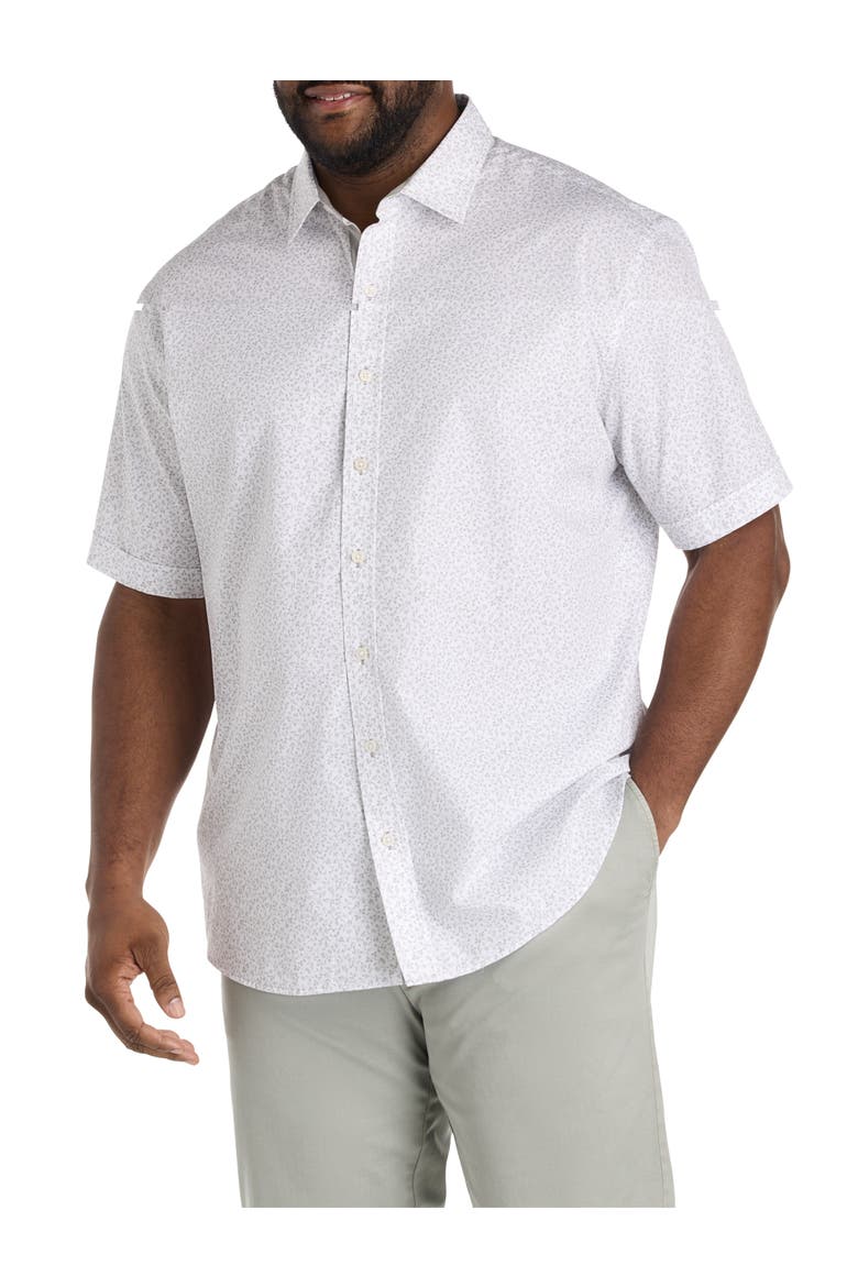 Big & Tall Micro Floral Sport Shirt, Main, color, WHITE GREY