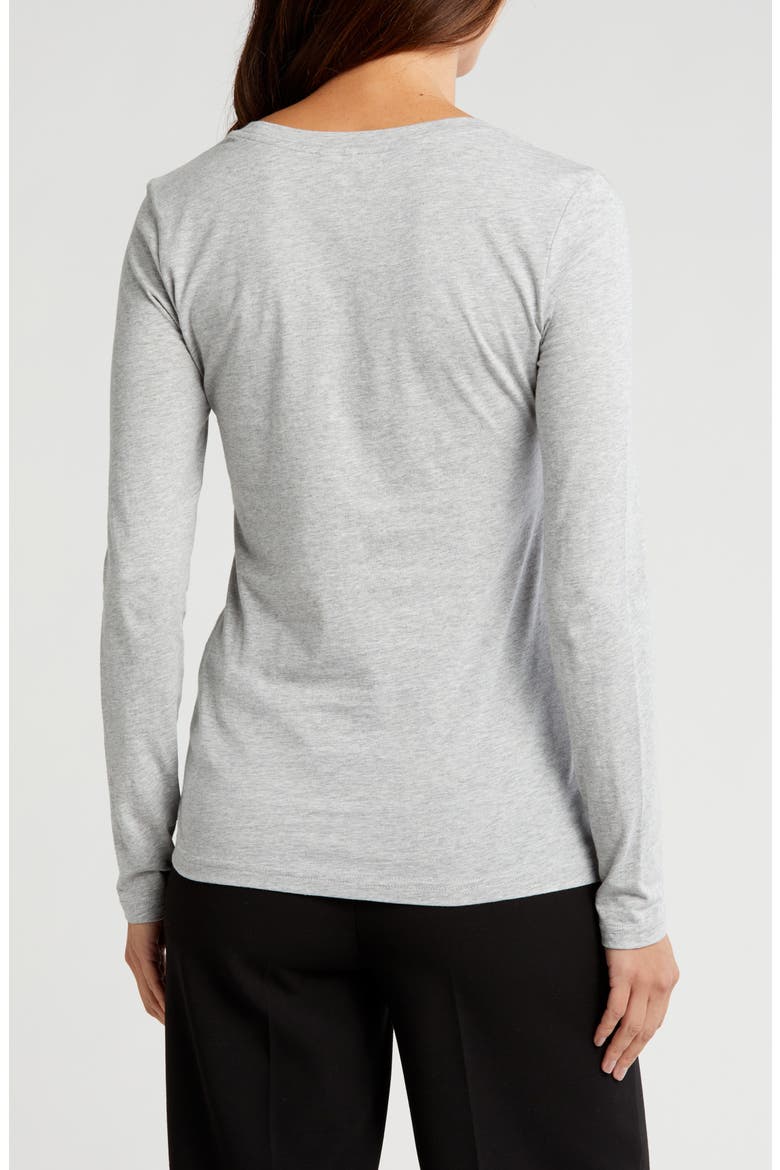 Crewneck Long Sleeve Pima Cotton T-Shirt, Alternate, color, GREY HEATHER