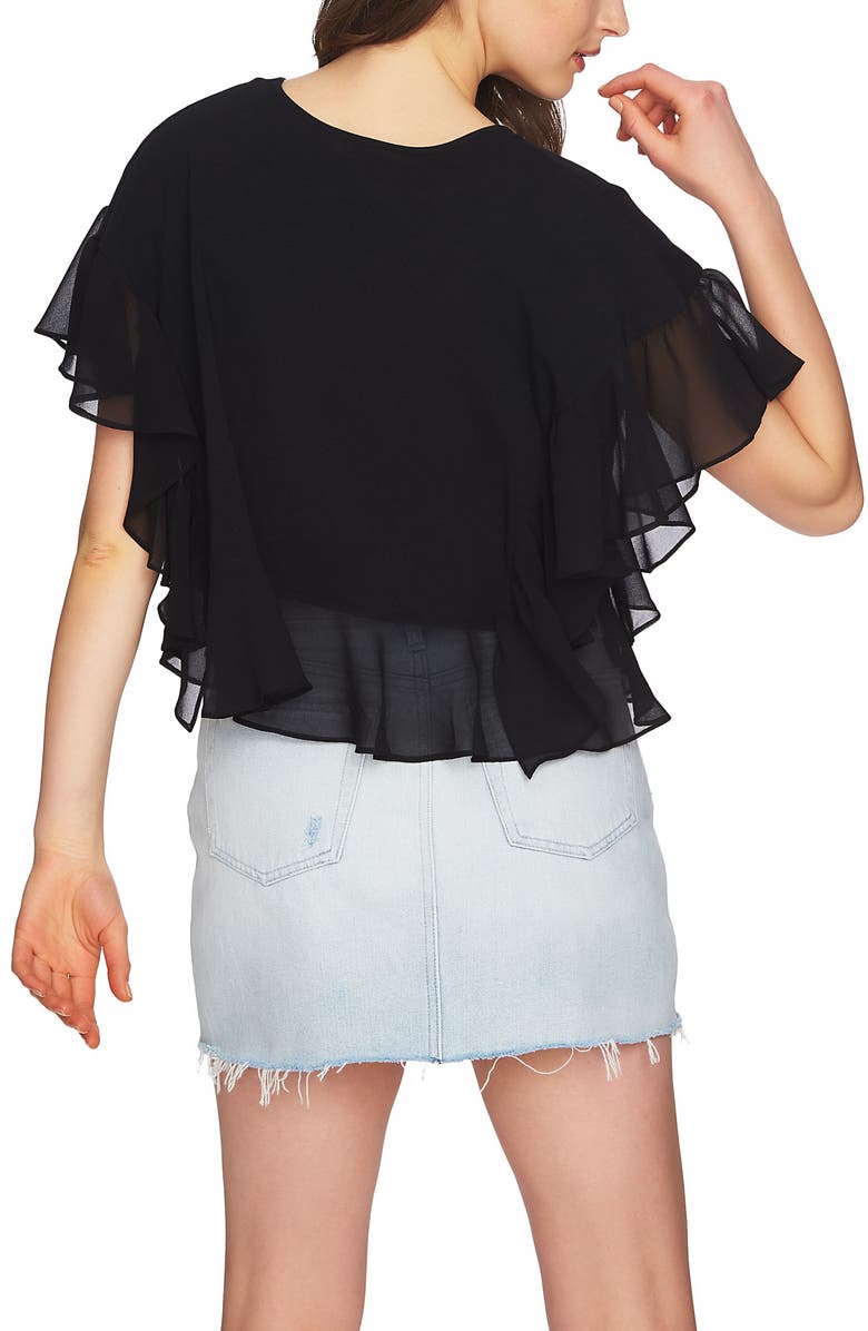 1.STATE Chiffon Ruffle Knit Top, Alternate, color, 