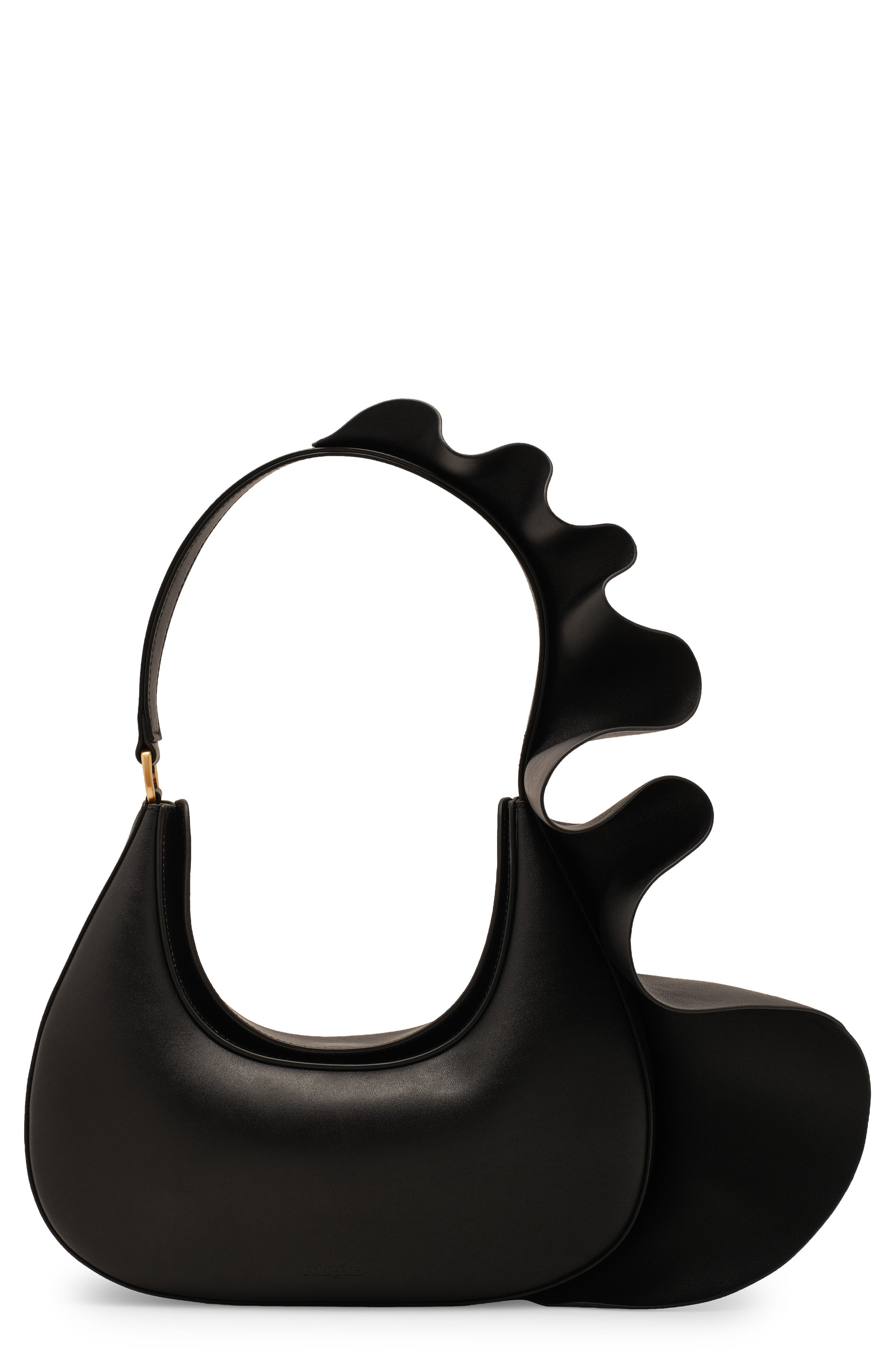 Cult Gaia Zoella Leather Shoulder Bag, Main, color, Black