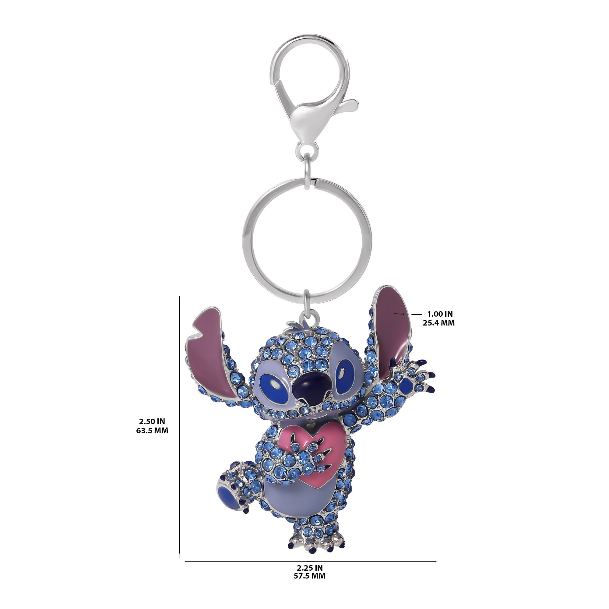Disney Stitch Sparkle Charm Heart Keychain, Alternate, color, Blue/Pink