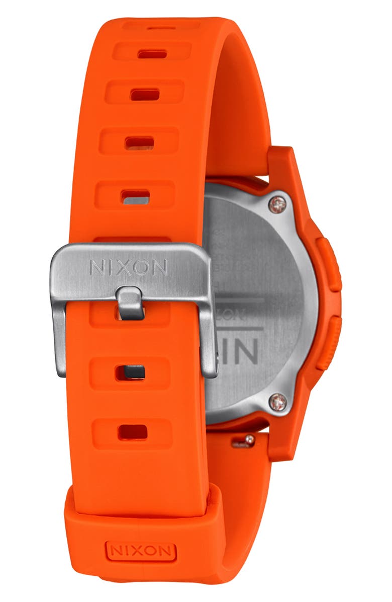 Nixon Disk Chronograph Rubber Strap Watch, 39mm, Alternate, color, Orange / Orange / Negative