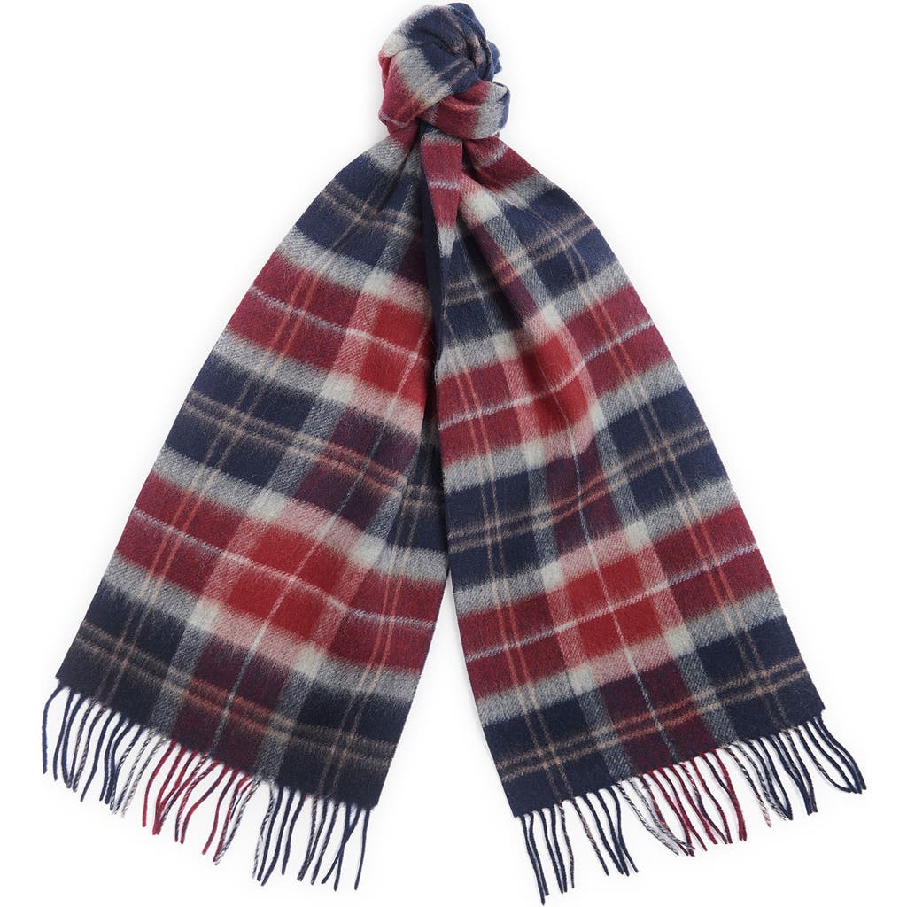 Barbour Galston Tartan Plaid Wool Scarf In Red