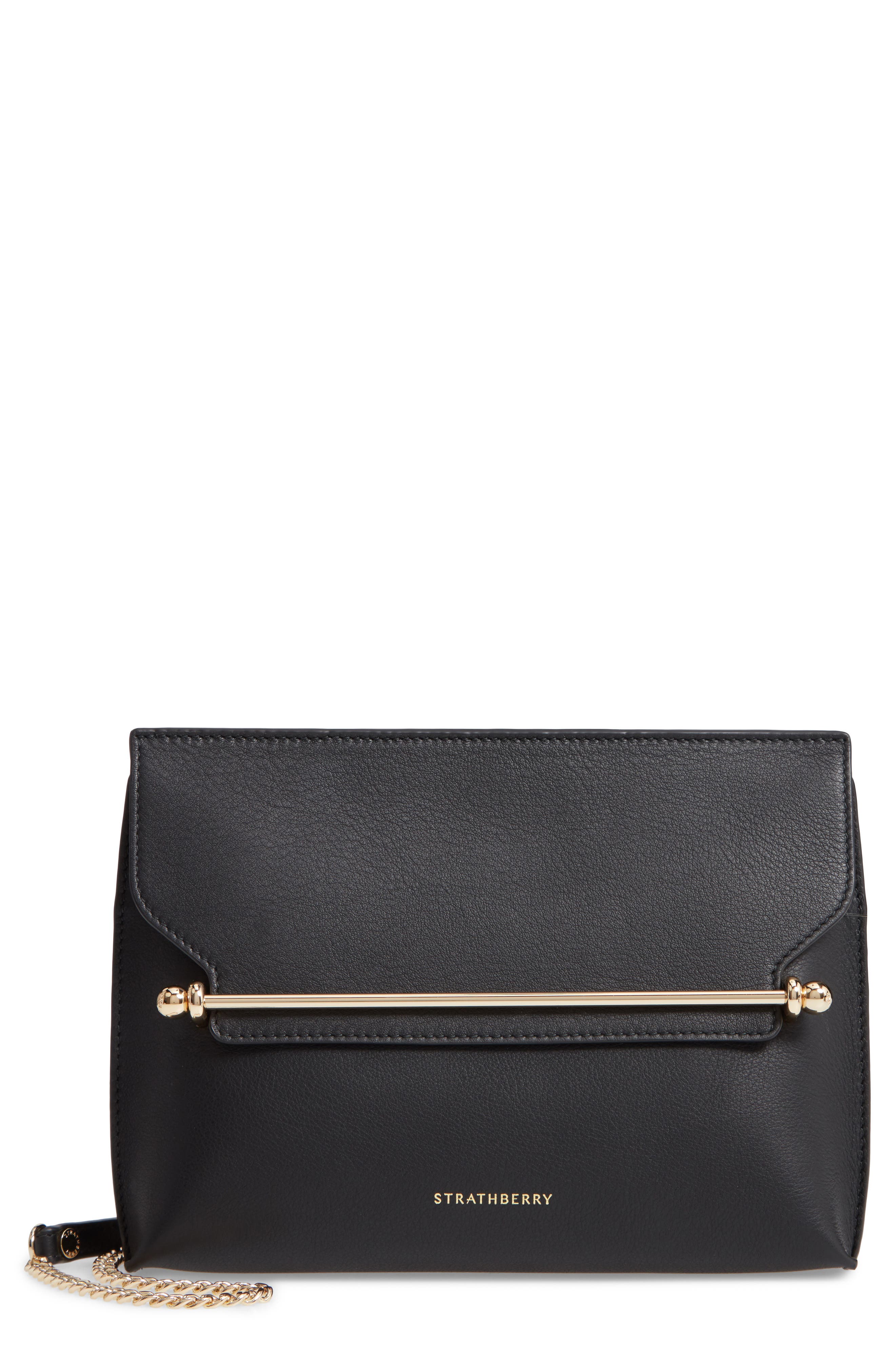 Strathberry East/West Stylist Calfskin Leather Clutch, Main, color, 