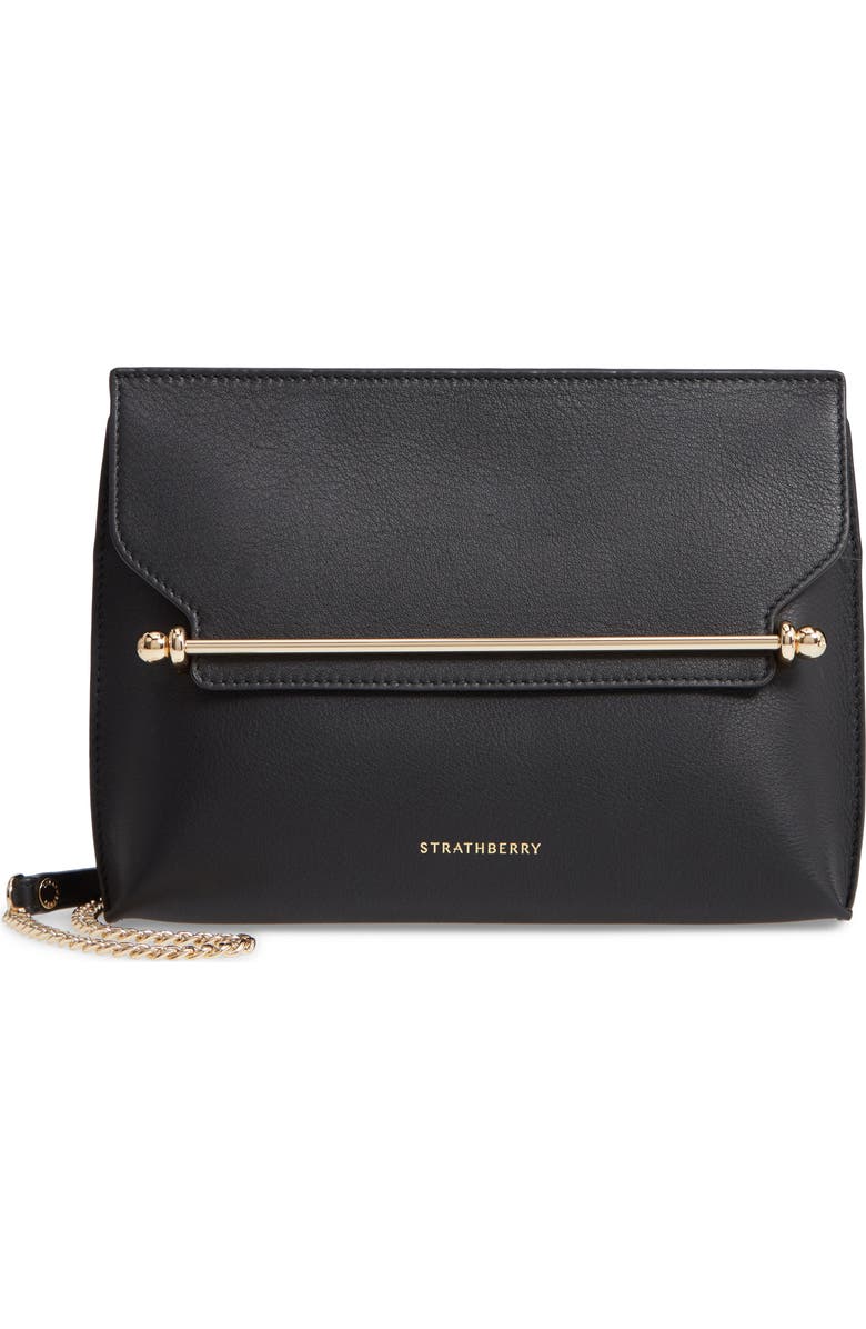 Strathberry East/West Stylist Calfskin Leather Clutch, Main, color,